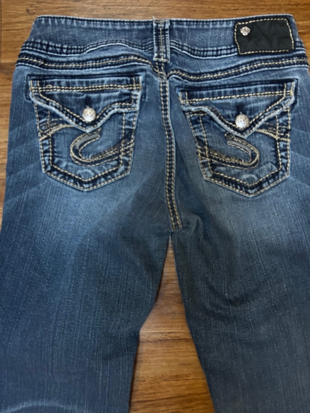 Silver Jeans Suki Mid Boot Womens 25x27 Flap Pocket Stretch Denim Y2K